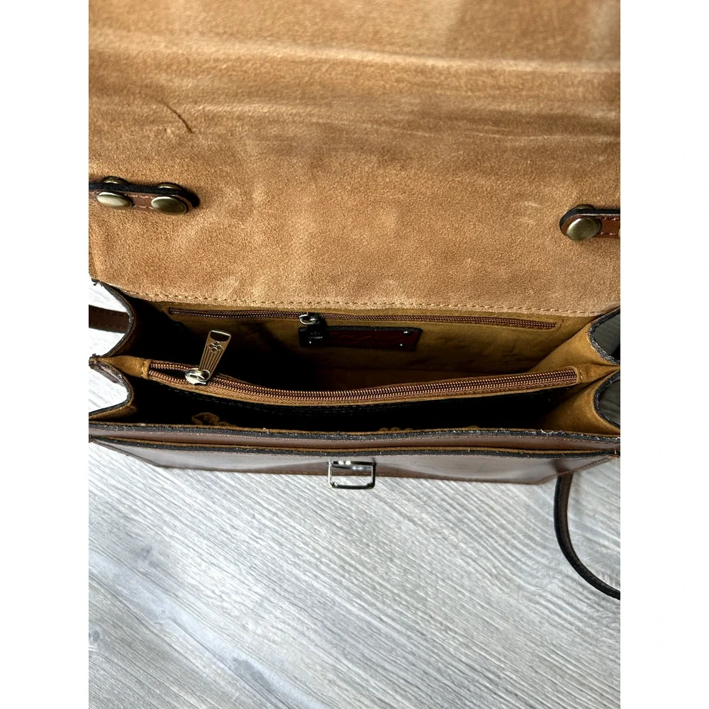 Patricia Nash Laurentina Signature Map Leather Bag Crossbody Purse w/DustBag